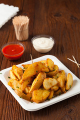 Traditional Spanish baked potato with hot pepper chili.