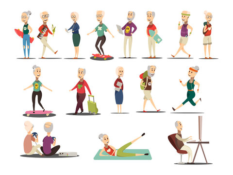 Elderly People Concept Icons Set