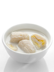 Boiled banana in coconut milk, Thai dessert.