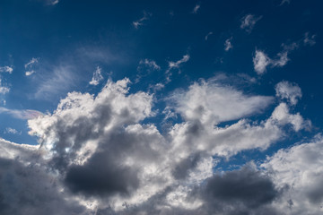 Blue sky with clouds. Nature background.