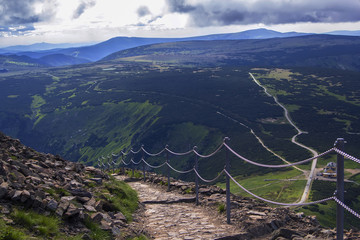 Fototapeta premium Trekking hiking trails in the Giant Mountayns in the Czech Republic