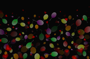 красивый яркий фон с сердечками и воздушными шарами      