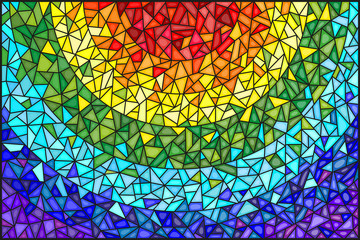 Naklejki  Abstrakcyjne tło witrażowe, kolorowe elementy ułożone w widmie tęczy