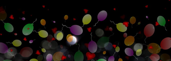 красивый яркий фон с сердечками и воздушными шарами      