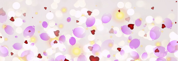 красивый яркий фон с сердечками и воздушными шарами     