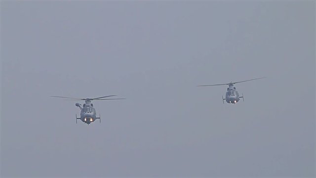 Flying military rescue helicopter Panter