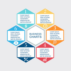 Vector illustration infographics seven hexagons. Stock vector