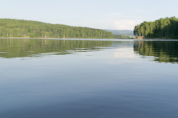 Naklejka na ściany i meble Vlasina lake, Serbia. Blurred background