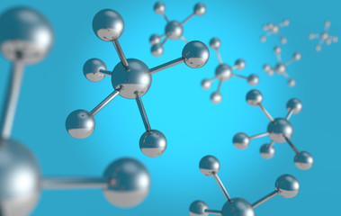 molecular structure in blue background