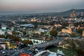 Fototapeta premium beautiful view of Tbilisi in the evening