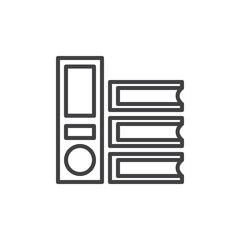 Ring binder folders line icon, outline vector sign, linear style pictogram isolated on white. Office documents symbol, logo illustration. Editable stroke. Pixel perfect graphics