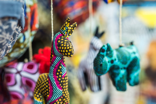 Funny Colorful Handmade Fabric Toys At African Market