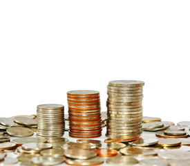 money coin stack growing graph isolated