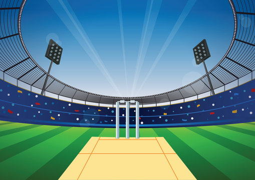 Cricket stadium background Stock Vector | Adobe Stock