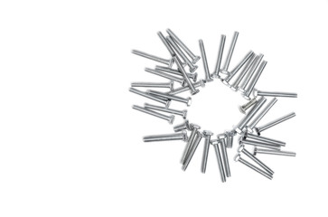 Circle shape bolts on white background, flat top view