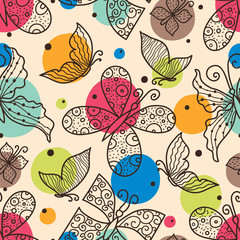 Cute butterfly. Vector seamless pattern.
