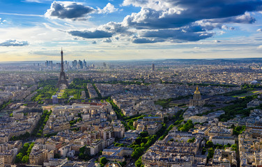 Skyline of Paris with Eiffel Tower in Paris, France - obrazy, fototapety, plakaty