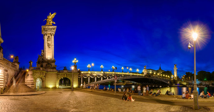 Fototapeta Pont Alexandre III (Alexander the third bridge) over river Seine in Paris, France