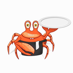 Fun crab chef. Vector clipart illustration.