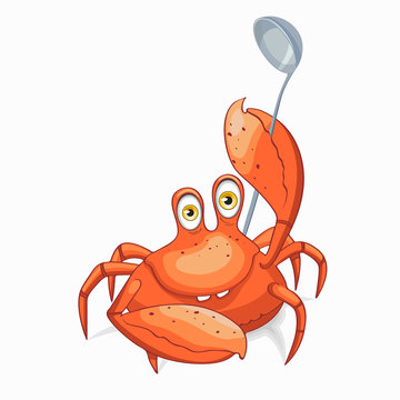 Fun crab chef. Vector clipart illustration.