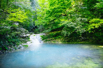 Obraz premium Beautiful waterfall in Adygea mountains