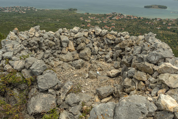 stone wall on the top of island Pasman in Croatia