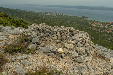 stone wall on the top of island Pasman in Croatia