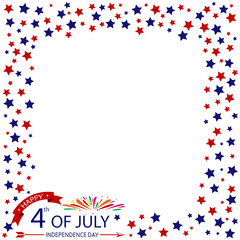 Fourth of July, USA Independence day with fireworks and flag vector design