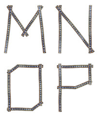 jeans alphabet M, N, O, P