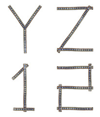 jeans alphabet Y, Z, 1, 2