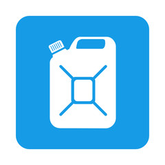 Icono plano bidon en cuadrado azul