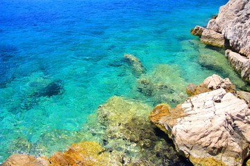 Clear blue sea on Island Hvar, Adriatic sea, Croatia