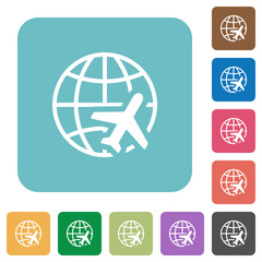 World travel rounded square flat icons