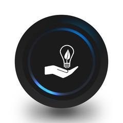 Ecology bulb on hand icon.