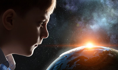 Exploring this great world . Mixed media