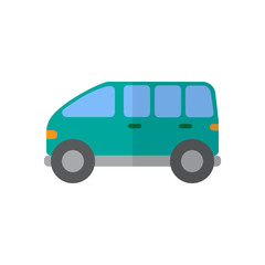 Minivan flat icon, filled vector sign, colorful pictogram isolated on white. Symbol, logo illustration. Flat style design