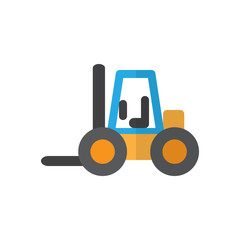 Forklift flat icon, filled vector sign, colorful pictogram isolated on white. Symbol, logo illustration. Flat style design