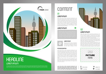 Vector flyer, corporate business, annual report, brochure design and cover presentation with green circles.