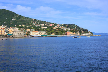 Fototapeta na wymiar Scenic seaside in Rapallo, Liguria, Italy