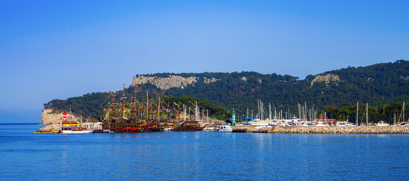 View of the port in the town of Kemer in Turkey