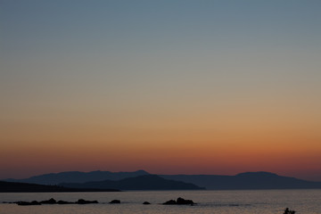 Fototapeta na wymiar amazing golden sunset at the city of Chania in Crete, Greece. Aegean Sea