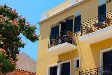 Fototapeta na wymiar Buildings in the old town of Chania on Crete island, Greece.