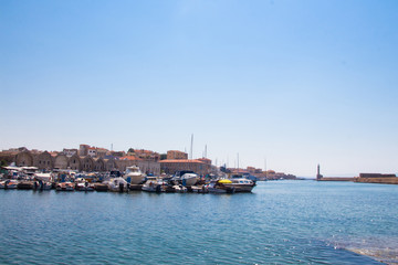 Fototapeta na wymiar View of the Venetian port of Chania. Crete, Greece.