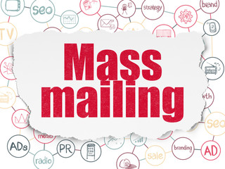 Advertising concept: Mass Mailing on Torn Paper background