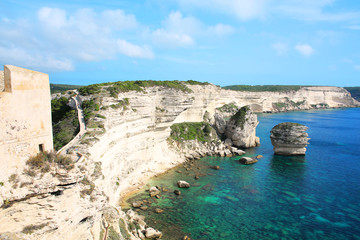 View from the medieval Castle of Bonifacio, Corsica Island, France