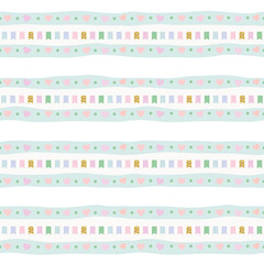 Festive seamless pattern with hand drawn stripes and garlands.