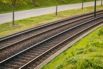 Naklejka premium Straßenbahnschienen