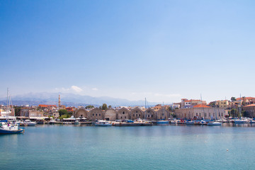 Naklejka premium View of the sea coast in Chania, Crete island, Greece.