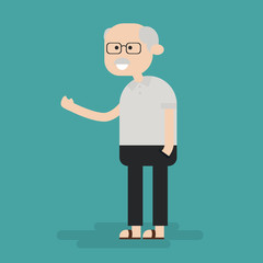 old man, grandpa, grandparent character people flat cartoon vector illustration