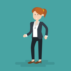 cool smiling business woman people character flat cartoon vector illustration